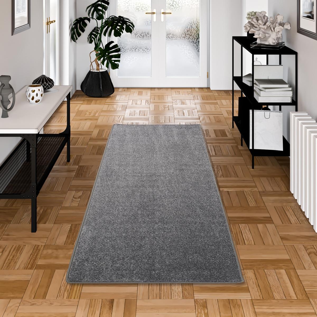 HOCHFLOR VELOURS LÄUFER TEPPICH LUNA - Grau, Textil (80/320cm) - Snapstyle