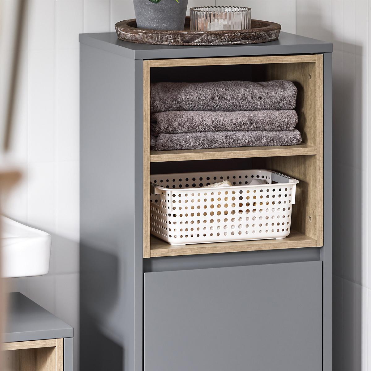 WÄSCHESCHRANK Dunkelgrau - Grau, Holzwerkstoff (35/105/30cm) - SoBuy