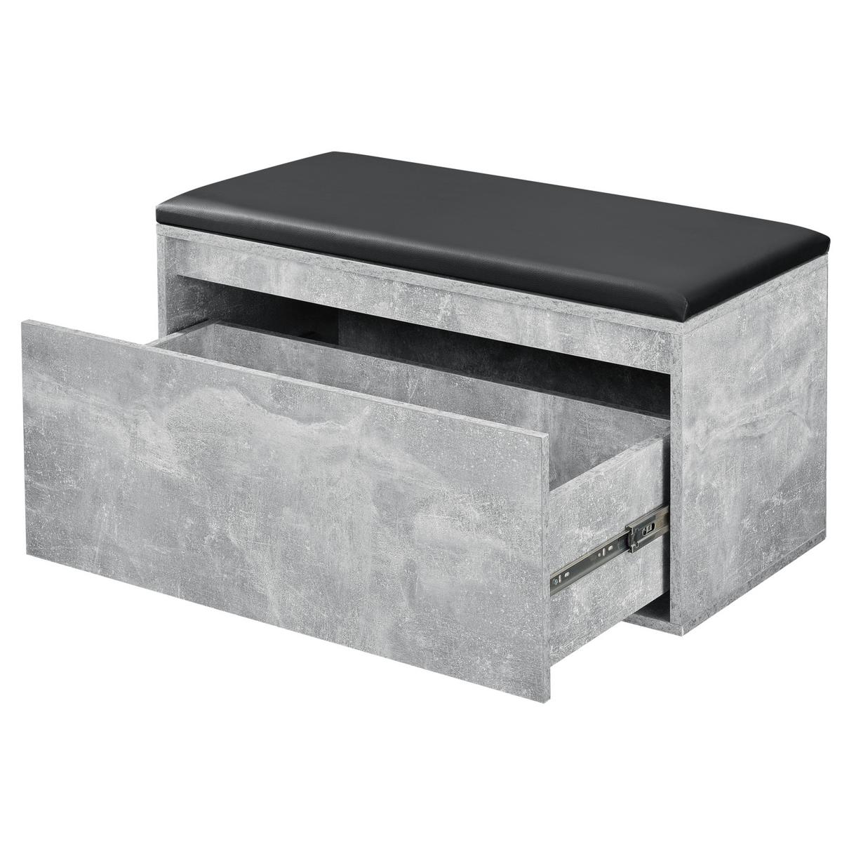 SCHUHBANK Degerfors - Schwarz/Grau, Holzwerkstoff/Kunststoff (39/45/80cm) - [en.casa]