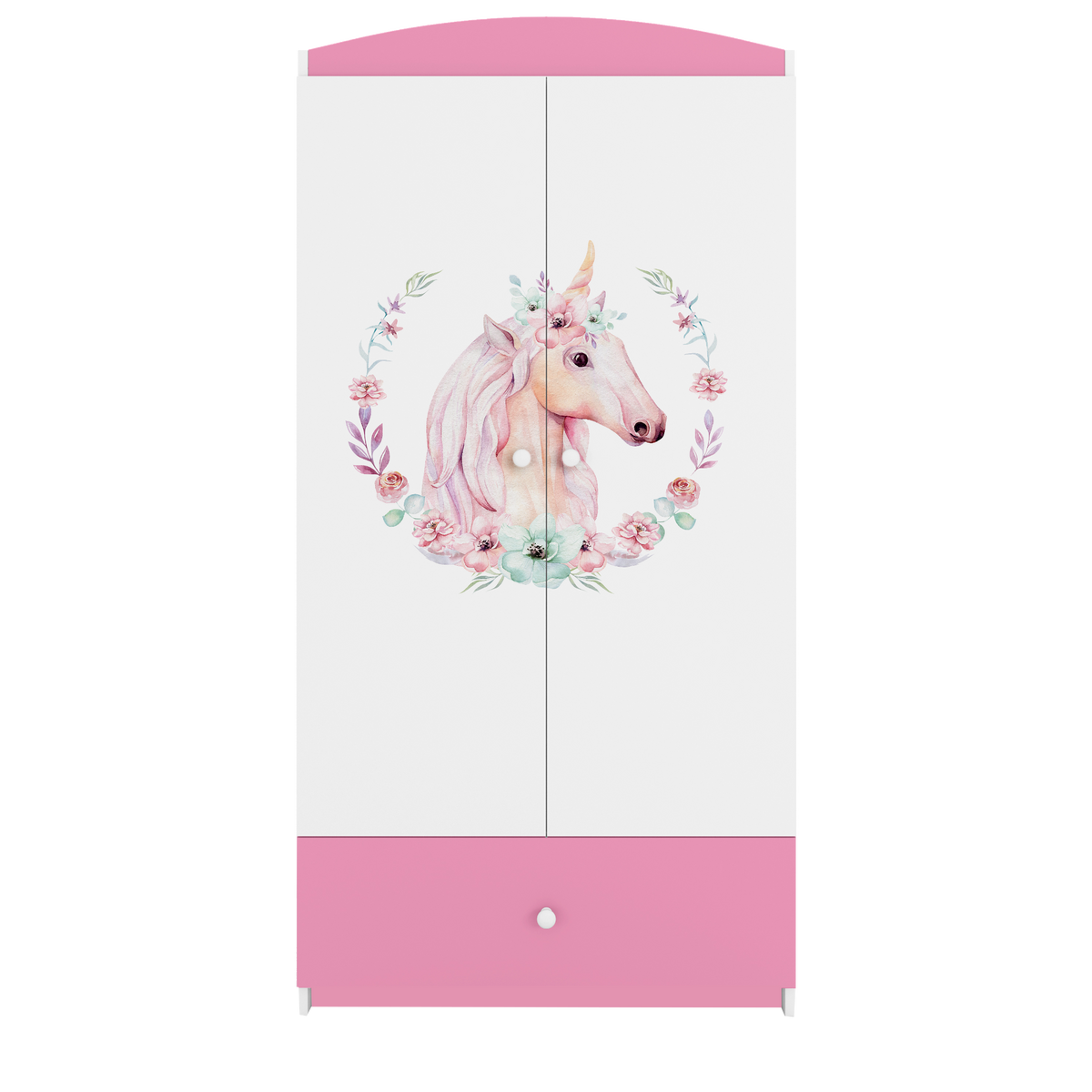 KINDERKLEIDERSCHRANK Pferd - Hellrosa, Holzwerkstoff (90/175/52cm) - RAUMHIRSCH FURNITURE