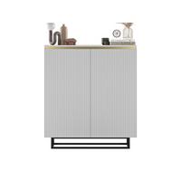 HIGHBOARD Selene 2D Weiß Matt 111 cm - Schwarz/Weiß, Holzwerkstoff/Metall (111/125/35cm) - Meble Lindner