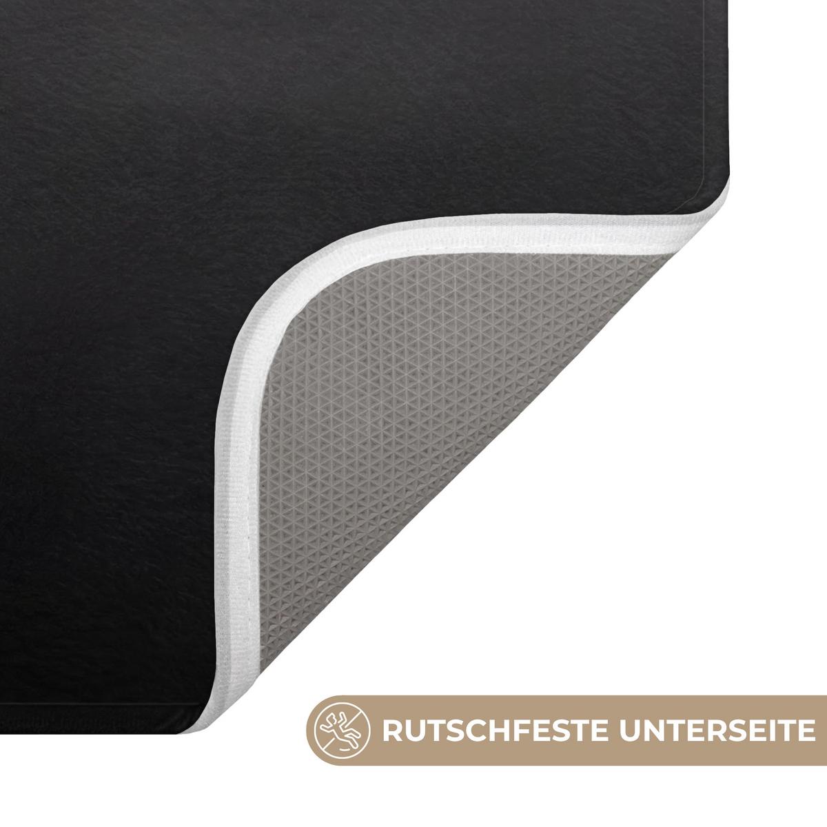 BADEMATTE Schwäne - Herz - Schwarz - Weiß 60x120 cm - Schwarz, Textil (60/120cm) - OnlyWow