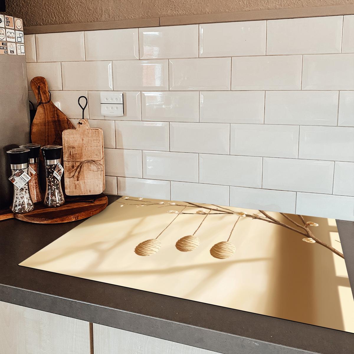 HERDABDECKPLATTE Beige - Osterkuchen - Eier Induktionsmatte 77x51 cm - Beige, Kunststoff (77/51/0.2cm) - MuchoWow