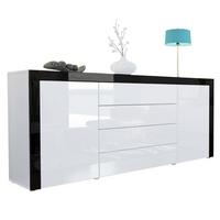 SIDEBOARD La Paz Weiß Hochglanz / Schwarz Hochglanz - Schwarz, Holzwerkstoff (167/72/35cm) - Vladon