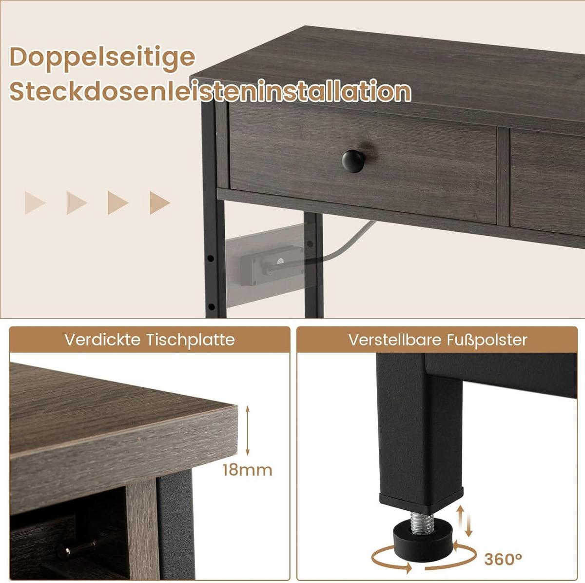 KONSOLENTISCH 81cm Grau - Grau, Holz (30/81/81cm) - COSTWAY