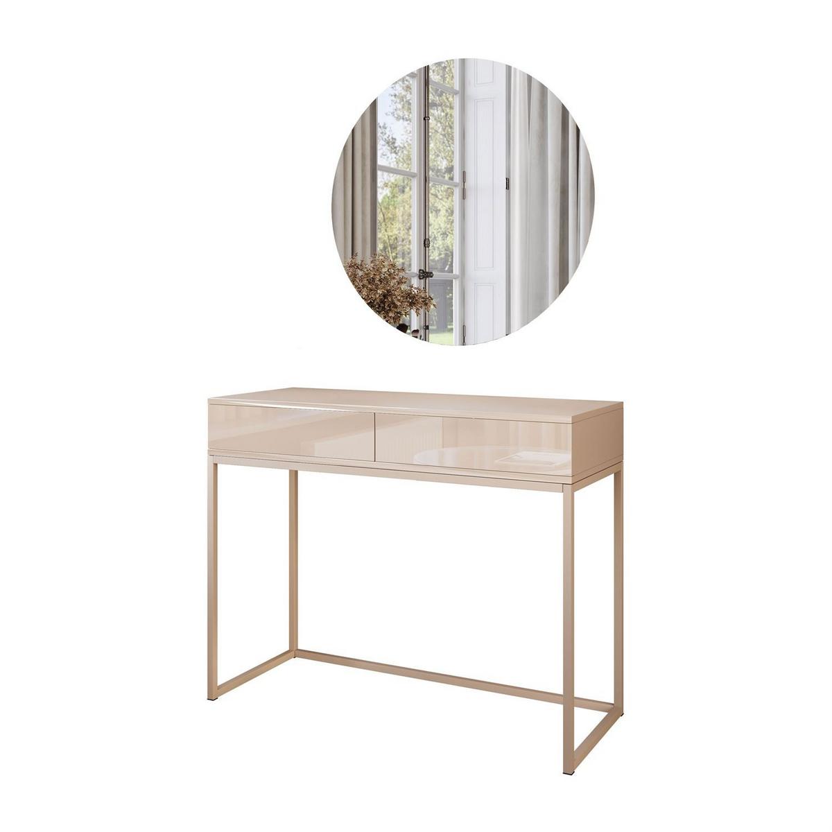 SCHMINKTISCH Blanco Glamour auf Kaschmir-Gestell mit LED-Spiegel PUSH OPEN - Kaschmir, Holzwerkstoff (100/81/42cm) - Lookway