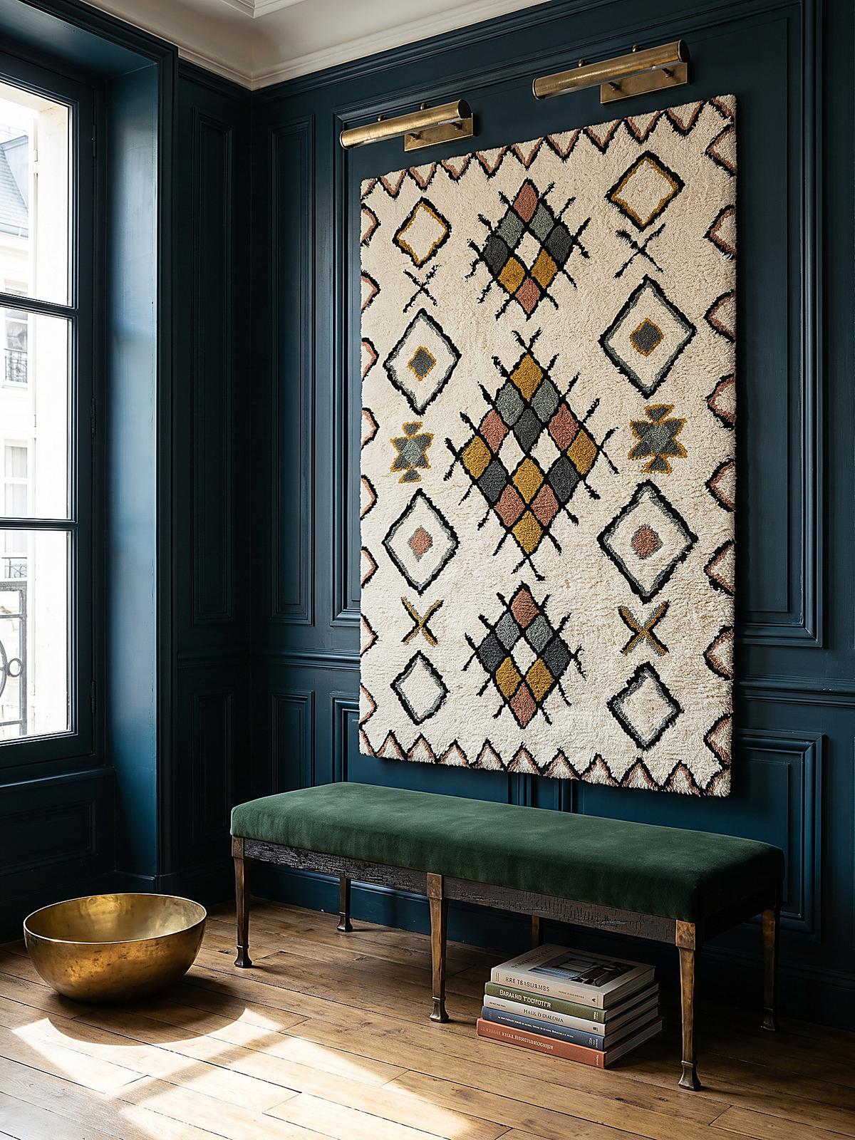 WOLLTEPPICH BRUE, mit Rautenmuster, aus Wolle, Bunt, 120 x 170 cm - Multicolor, Textil (170/120cm) - KADIMA DESIGN