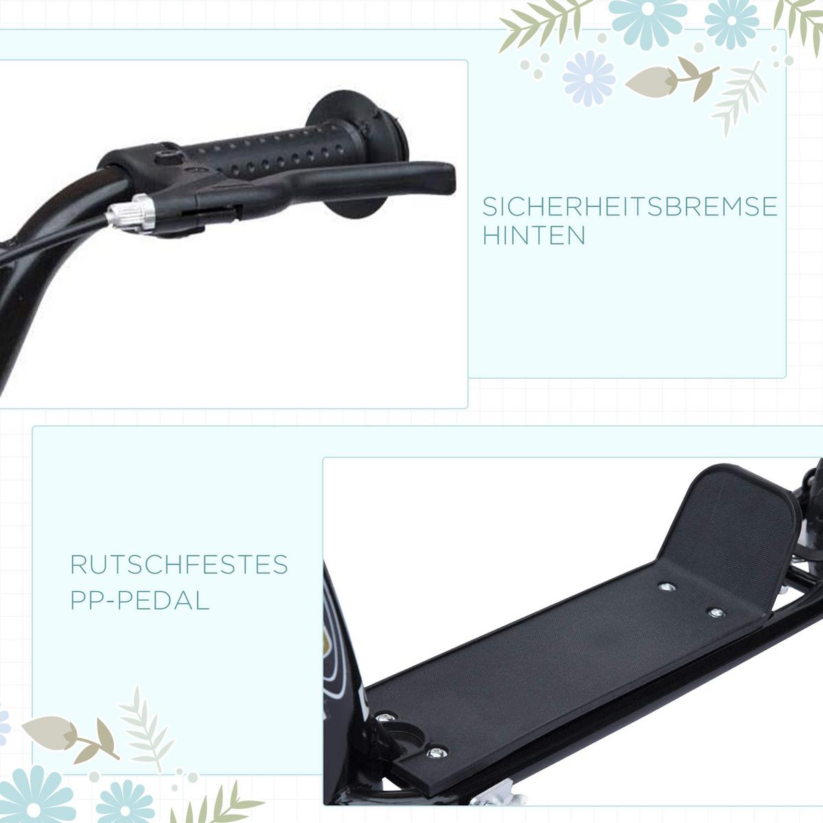 KINDERROLLER, Schwarz/Rosa/Blau/Rot, Stahl+ PVA - Schwarz, Metall (120/52/80cm) - HOMCOM