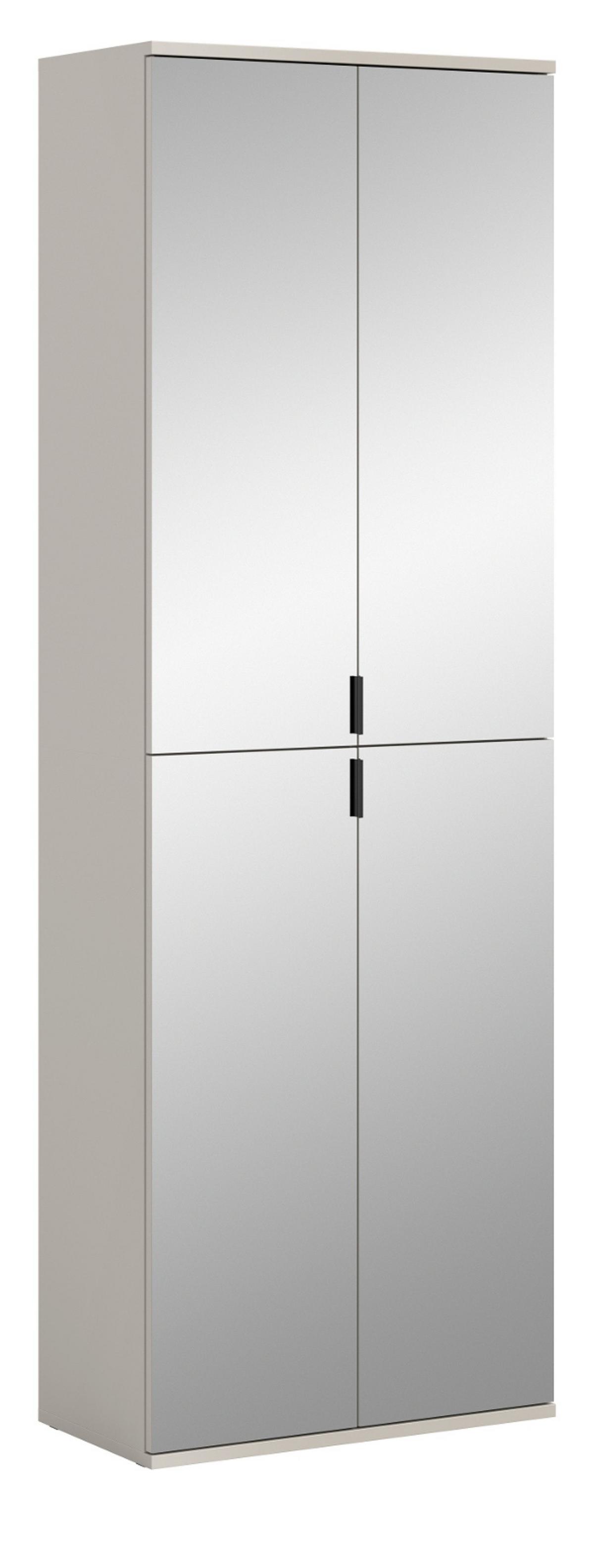 GARDEROBENSCHRANK in Kaschmir 61 x 193 cm, Flurschrank mit Spiegel - Kaschmir/Schwarz, Glas/Holzwerkstoff (61/193/34cm) - Inn.Furn