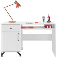 SCHREIBTISCH Bergo für Jugendzimmer mit 1 Tür und 1 Schublade - Weiß Hochglanz/Schwarz, Holzwerkstoff/Metall (125/76/50cm) - Beautysofa