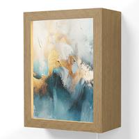 WANDLEUCHTE Abstrakt - Kunst - Gold - Blau 15x20 cm - Türkis, Holzwerkstoff (15/20/8cm) - OnlyWow
