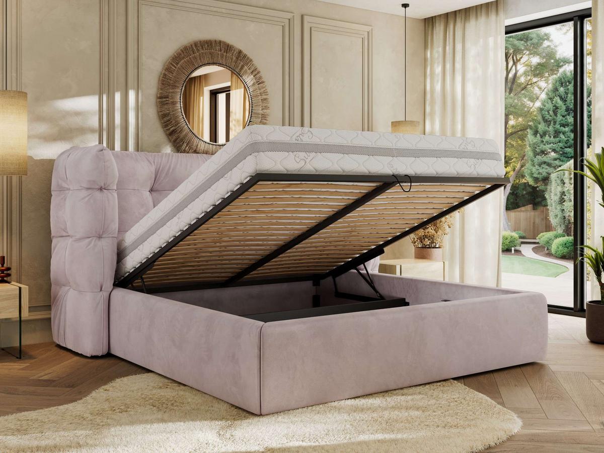 POLSTERBETT FLONELLE CLASSIC 160/200 - Hellrosa Velvet - Multipocket-Matratze - Hellrosa, Textil (160/200cm) - MKS