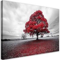LEINWANDBILD Rote Baumlandschaft 100x70cm - Grau, Textil (100/70cm) - Feeby