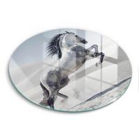 GLASPLATTE Ø 40 cm Weißes Rumänisches Pferd - Greige, Glas (40/40cm) - Wallfluent