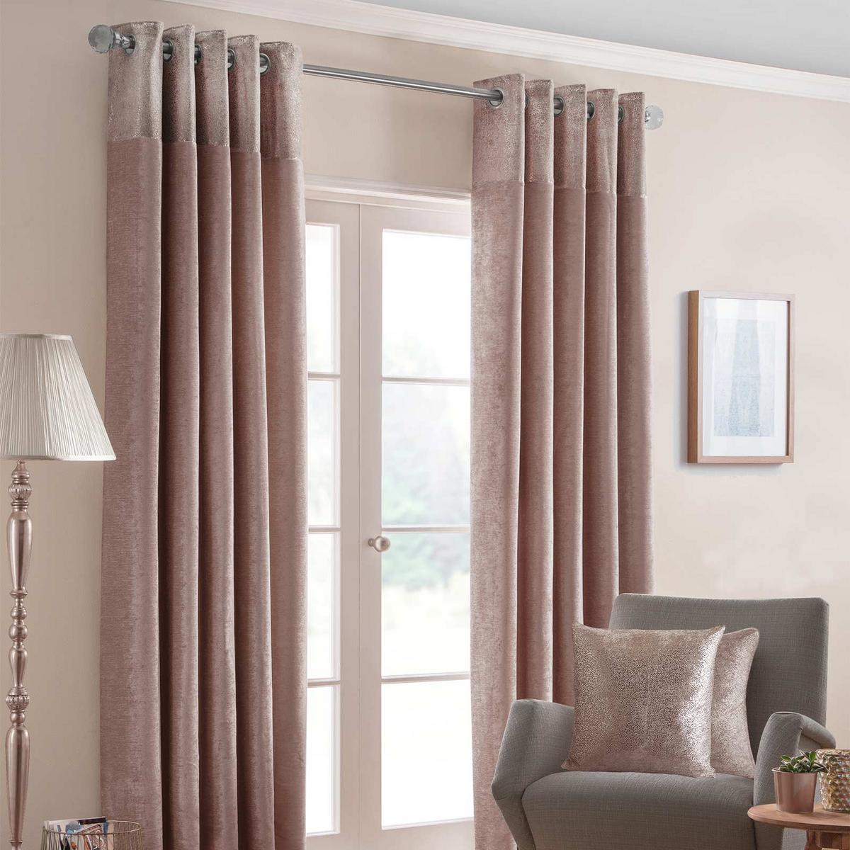ÖSENVORHANG Nova blickdicht 2er-Set, 117/229 cm - Altrosa, Textil (117/228cm) - Homescapes