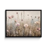 POSTER MIT RAHMENGERAHMTES BILD Blumen - Rosa - Modern - Beige 80x60 cm - Beige, Papier (80/60cm) - MuchoWow
