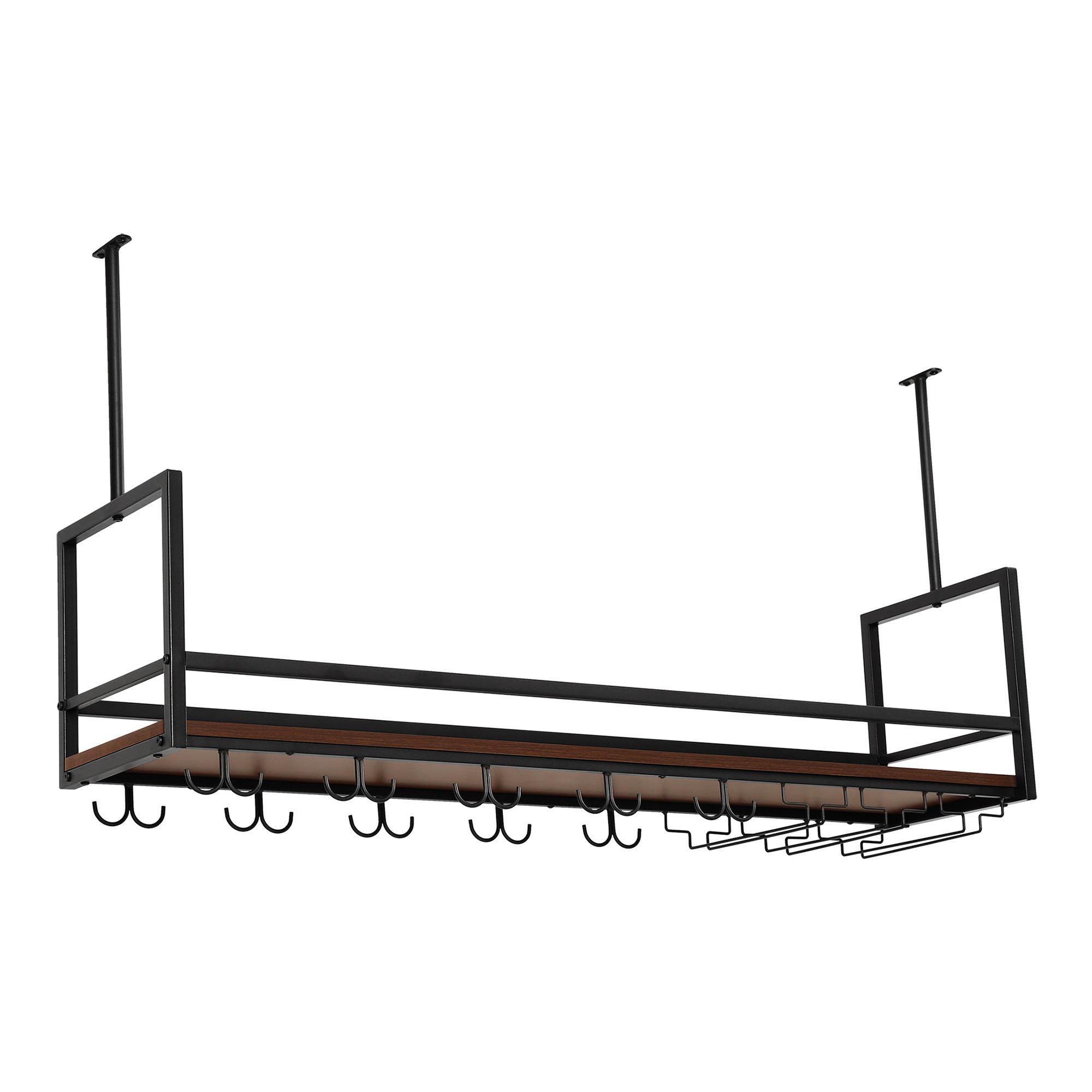 WEINREGAL Borejle - Walnussfarben/Schwarz, Holzwerkstoff/Metall (120/64.5/30cm) - [en.casa]