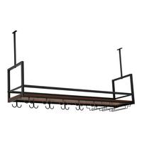 WEINREGAL Borejle - Walnussfarben/Schwarz, Holzwerkstoff/Metall (120/64.5/30cm) - [en.casa]