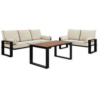 GARTENMÖBEL-SET ELBA: 1x Tisch, 2x Sofa - Beige - Beige, Textil - MKS