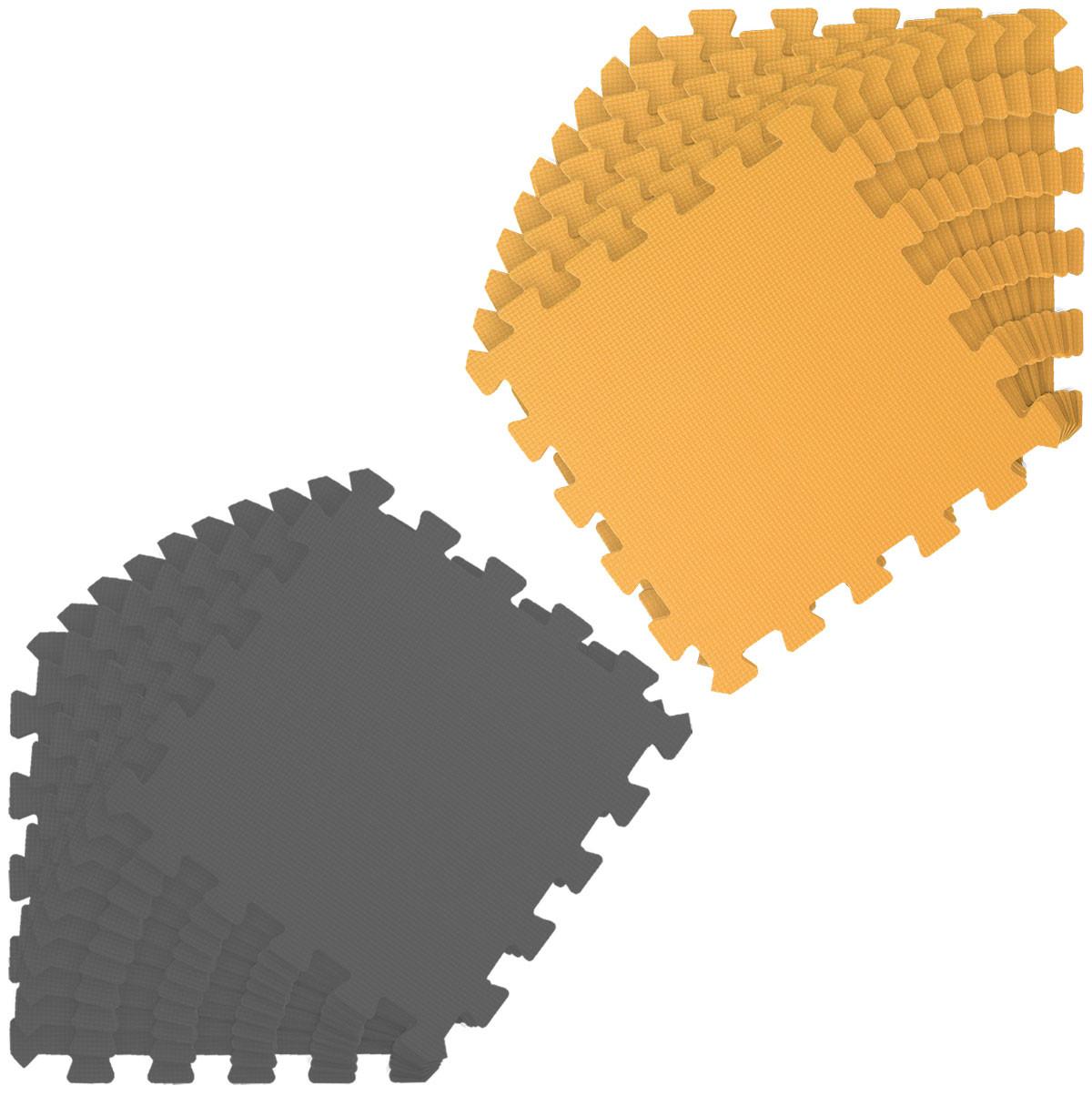 SPIELMATTE ab Null - 180/90/1 cm Puzzlematte Grau - Gelb/Grau, Kunststoff (30/30cm) - Littletom