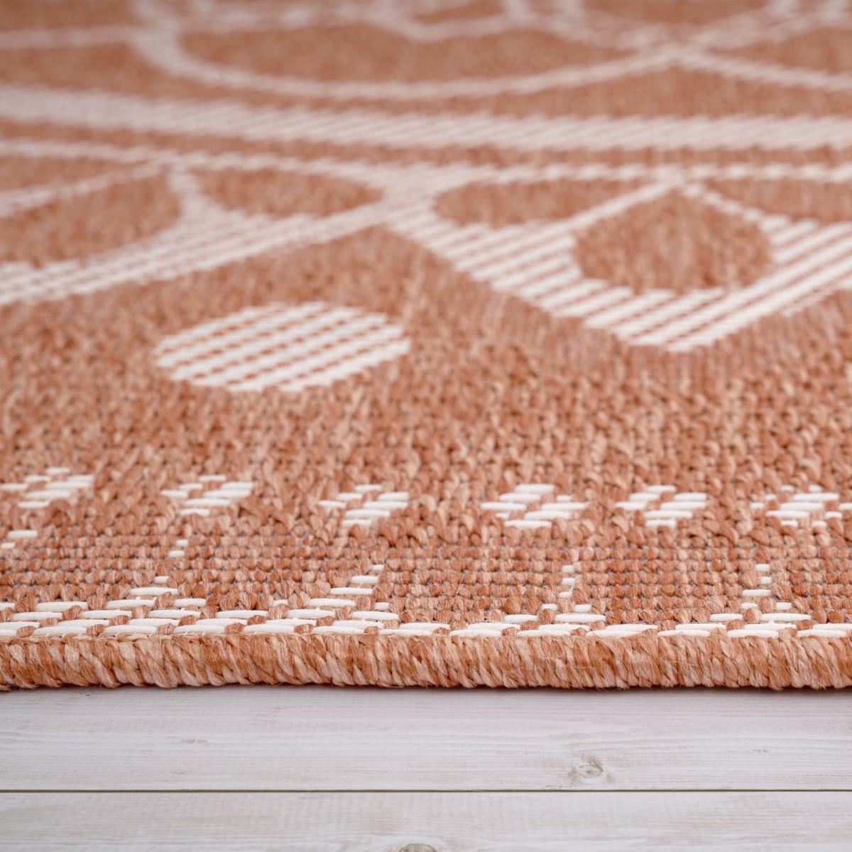 FLACHWEBTEPPICH, mit Mandala-Muster, Apricot, 160 x 220 cm - Orange, Textil (160/220cm) - KADIMA DESIGN