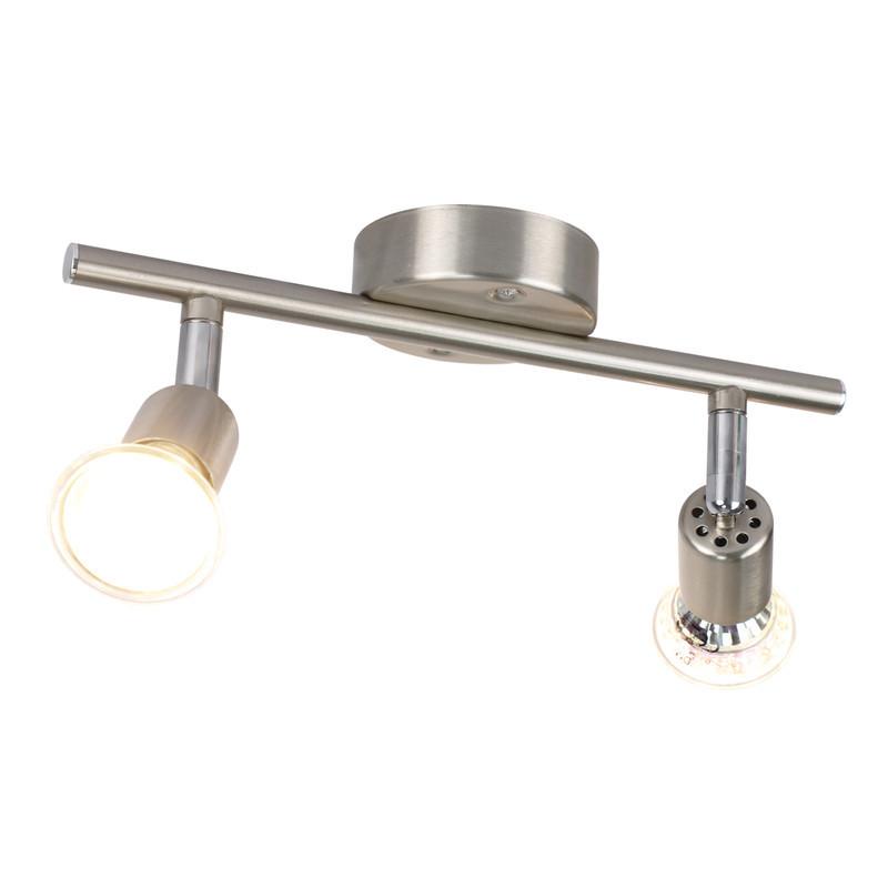 DECKENSTRAHLER Leeder 2-flammig 26/15/8cm - Silberfarben, Metall (26/15/8cm) - Nettlife