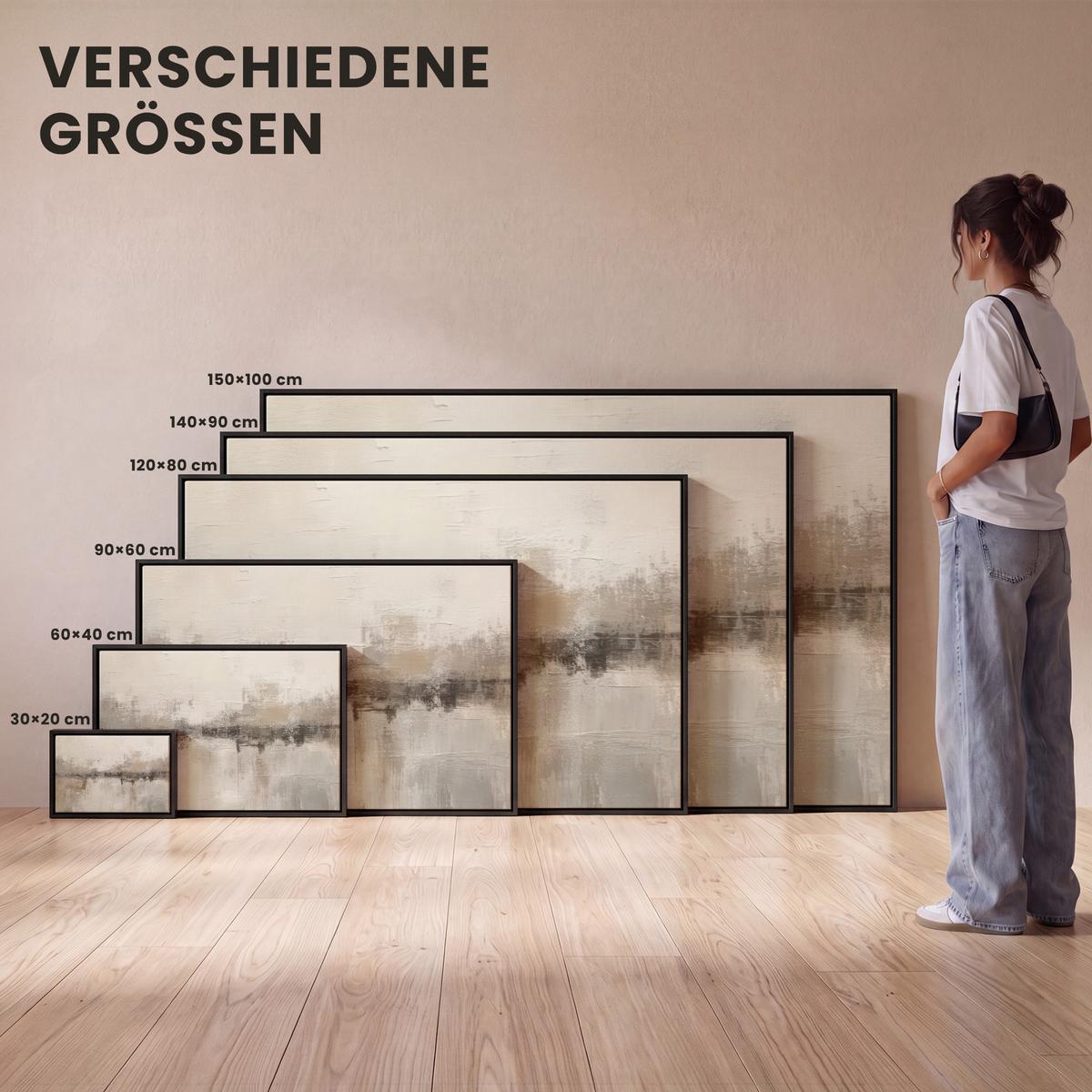LEINWAND Bilder mit Rahmen - Moderne Kunst - Abstrakt - Beige - 60x40 - Beige, Textil (60/40cm) - MuchoWow