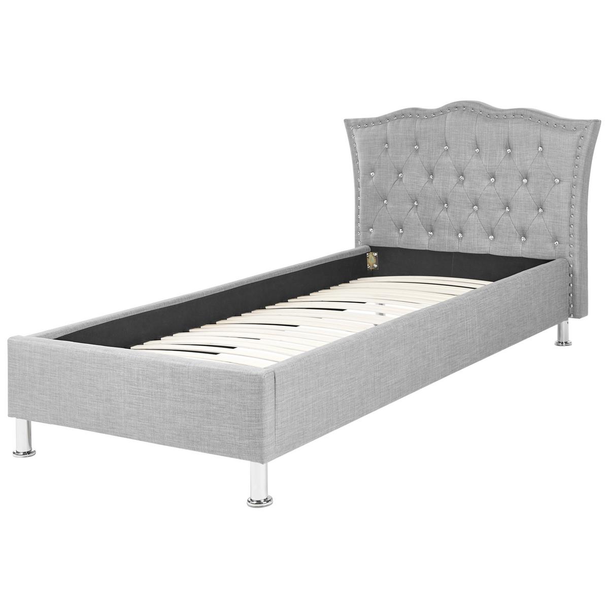 POLSTERBETT 90/200cm Hellgrau Metz - Hellgrau, Textil (90/200cm) - Beliani
