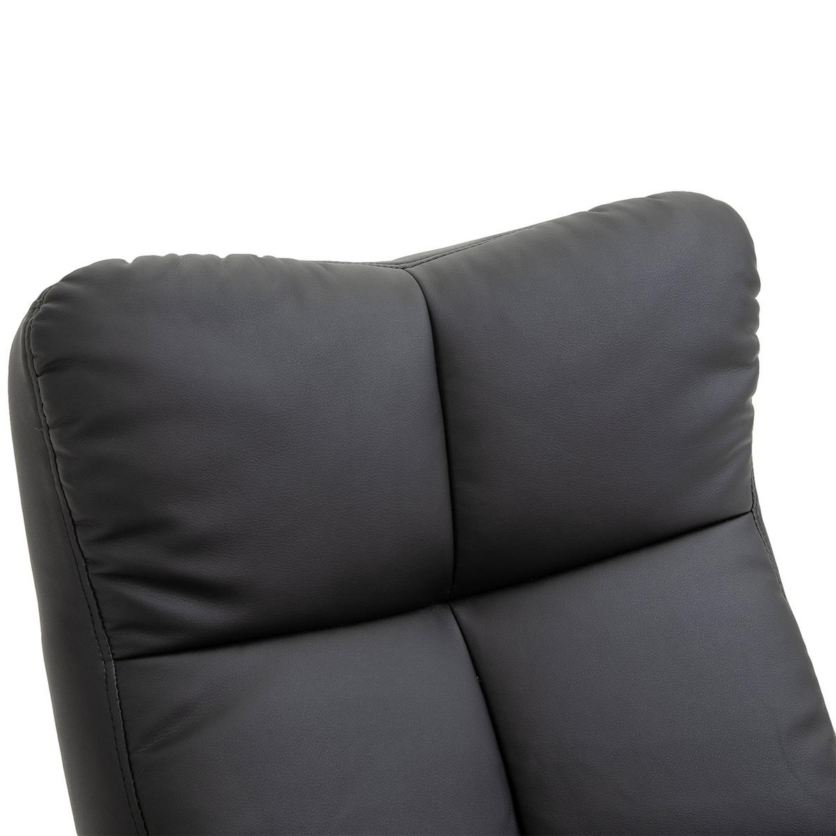 RELAXSESSEL mit Liegefunktion Massagesessel mit Fußhocker Polyester Schwarz - Anthrazit/Schwarz, Leder/Holz (86/99/80cm) - HOMCOM
