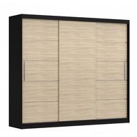 SCHWEBETÜRENSCHRANK Alba ohne Spiegel Schwarz/Sonoma Eiche, ohne LED Beleuchtung 250 cm - Alufarben/Schwarz, Holzwerkstoff/Metall (250/218/61cm) - imoebel24