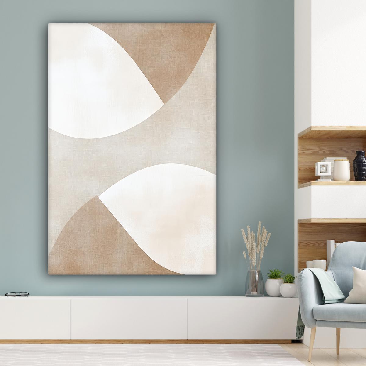 LEINWANDBILD Braun - Japandi - Abstrakt Deko Groß 90x140 cm - Sandfarben, Textil (90/140cm) - MuchoWow