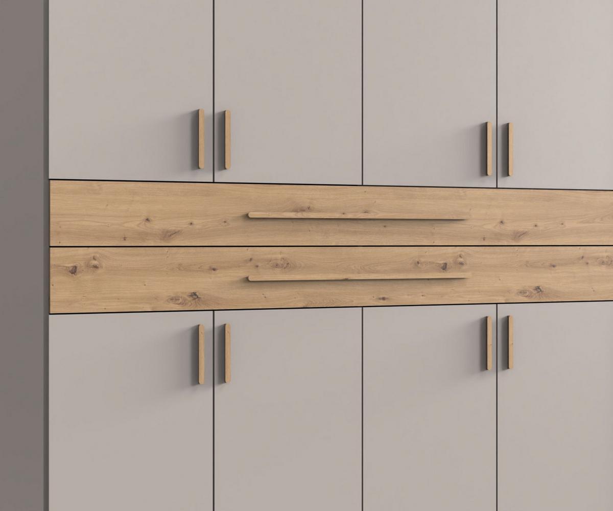 DREHTÜRENSCHRANK B270/H208/T58 cm Beige Grau, Kleiderschrank mit 2 Spiegeltüren, 2 großen Schubkästen & Griffen in Eiche Artisan Dekor / 22648 - Greige/Eiche Artisan, Holzwerkstoff/Kunststoff (270/208/58cm) - luma-home
