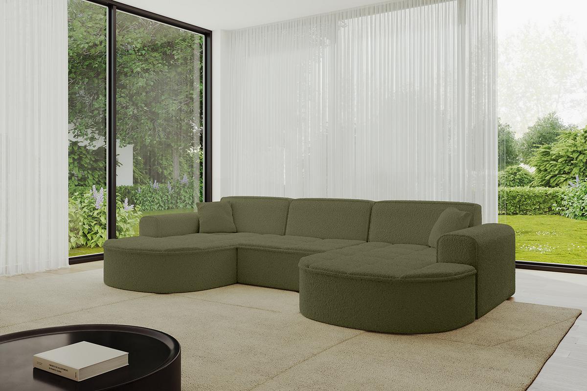 WOHNLANDSCHAFT TARO-U1 - 303x171x79,5 cm Grün - Grün, Holzwerkstoff/Textil (303/79.5/171cm) - ALTDECOR