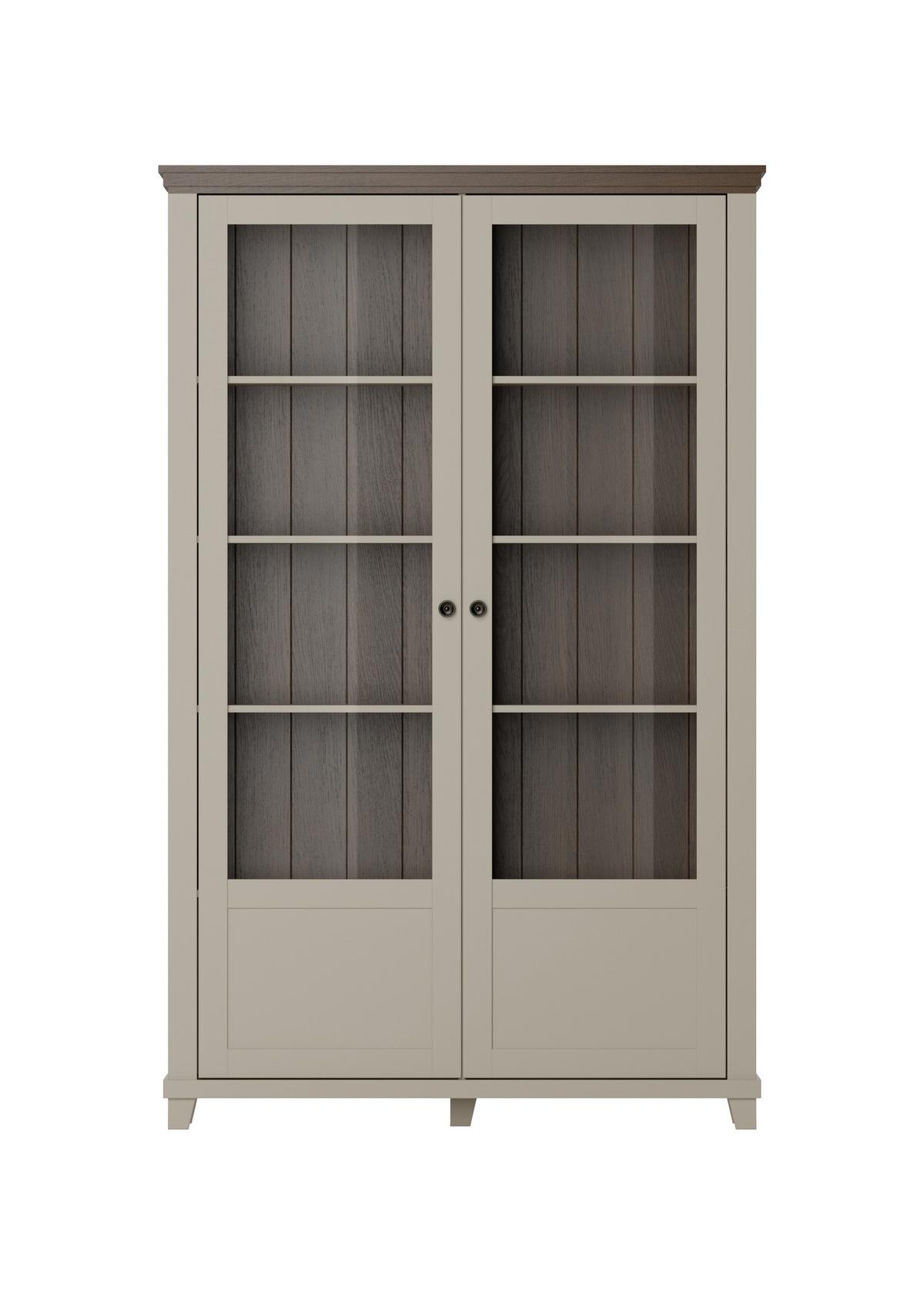 VITRINE EVANDRO 200 / 126 cm in Beige - Beige, Holzwerkstoff (126/200/42cm) - MASSENO