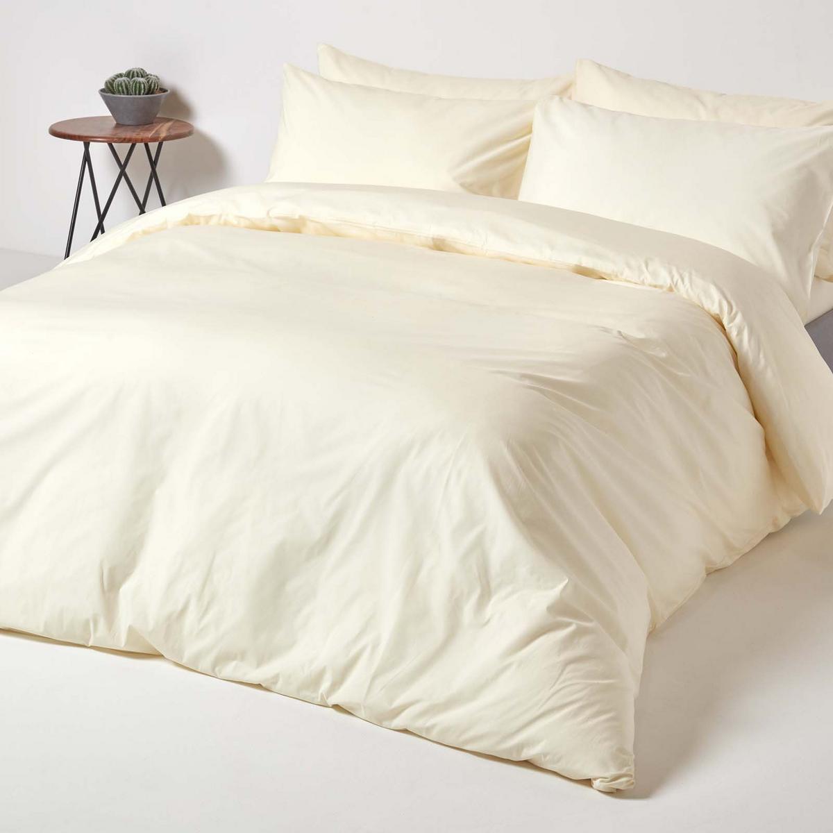 BETTLAKEN ohne Gummizug, Ägyptische Baumwolle, Fadendichte 200 - Creme, Textil (240/275cm) - Homescapes