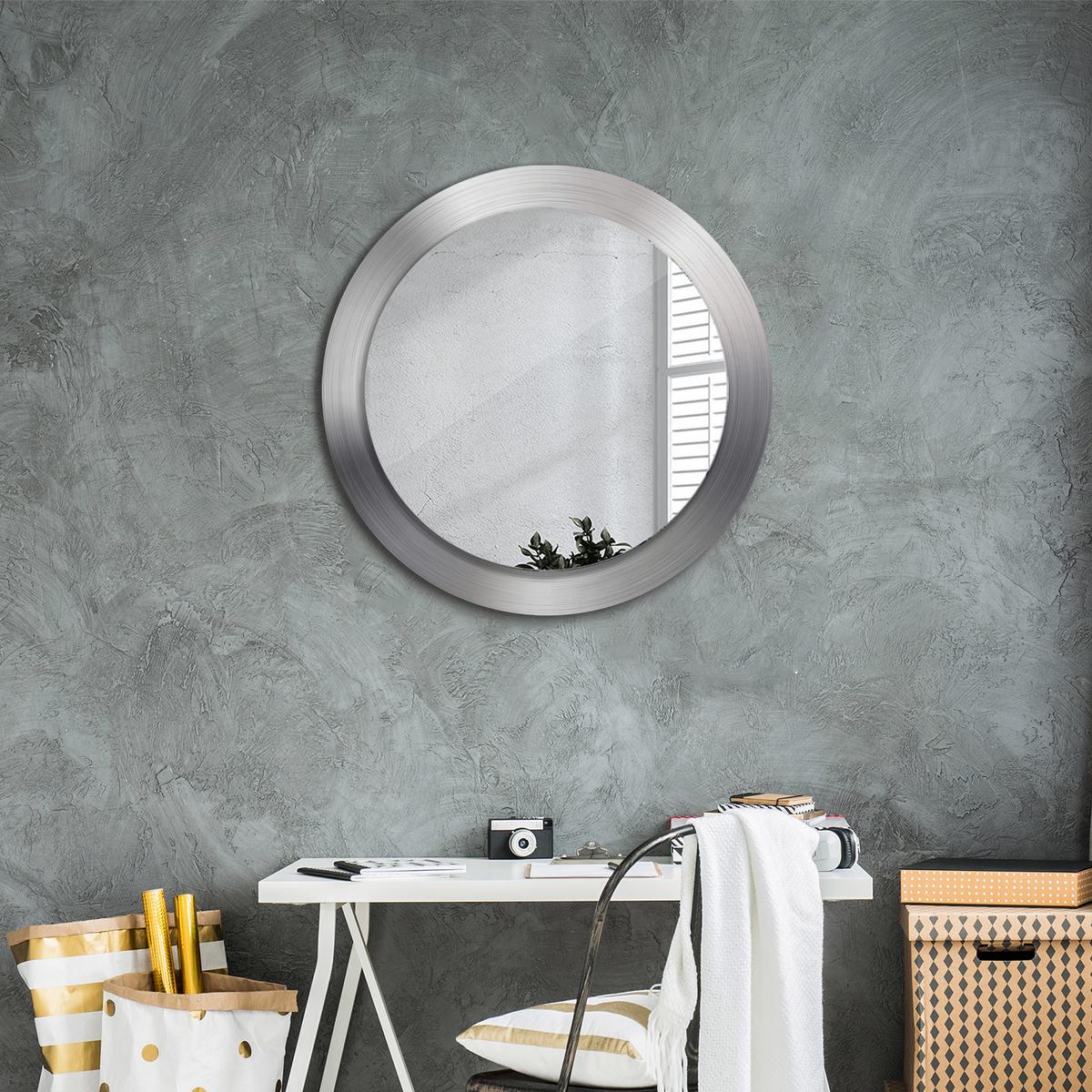 SPIEGEL Ø70 cm Rund mit Aufdruck - Silberfarben, Glas (70/70/0.4cm) - TULUP