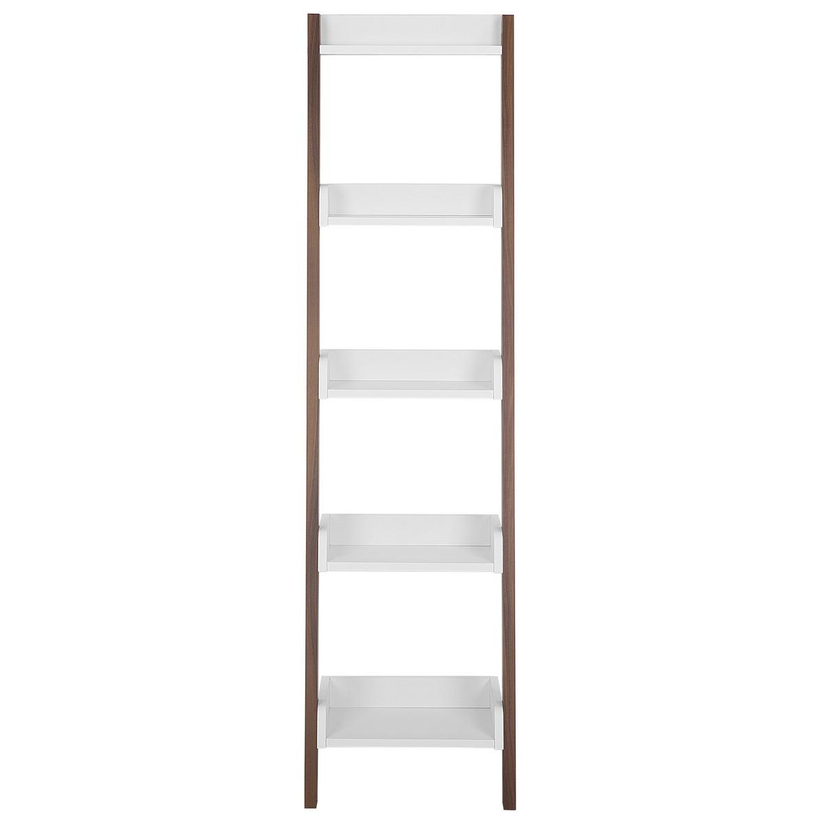 BÜCHERREGAL 5 Fächer Braun/Weiß Mobile Duo - Weiß, Holzwerkstoff (45/166/36cm) - Beliani