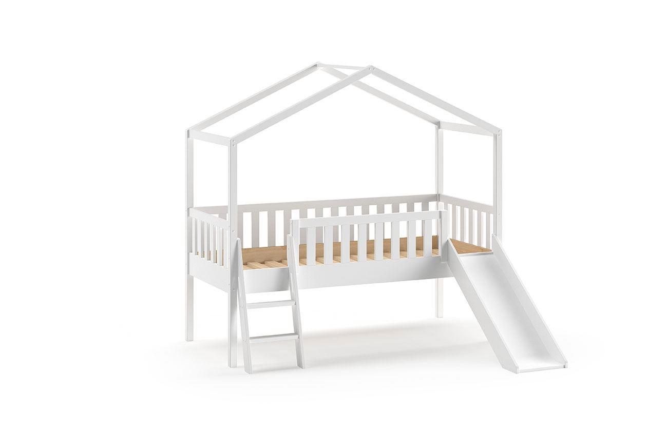 HAUSBETT mit Rutsche Kapua 209x202x192 aus Massivholz in Weiß - Weiß, Holz (90/200cm) - 58aufmkessel