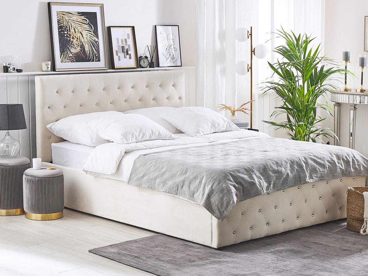 POLSTERBETT 140/200 cm Helles Beige Amiens - Beige, Textil (140/200cm) - Beliani