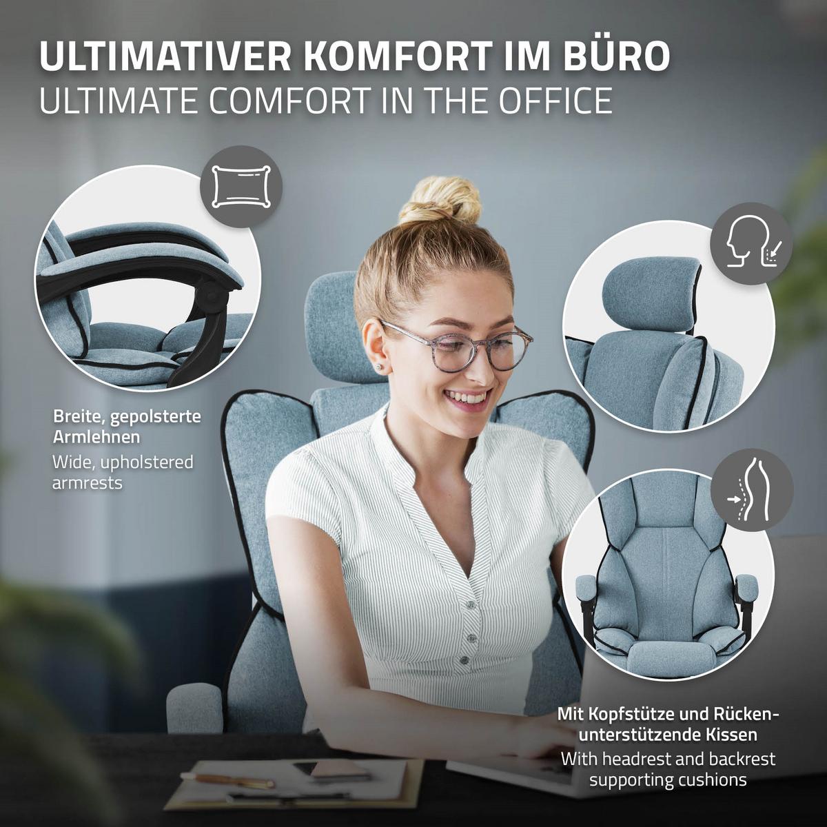 BÜROSTUHL Blau - Blau/Silberfarben, Kunststoff/Metall (66/130.5/59cm) - ML-DESIGN