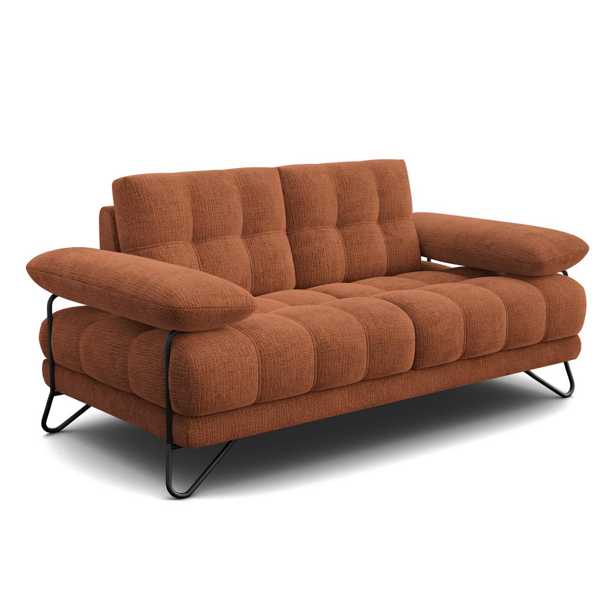 SOFA BUBBARA 2-Sitzer, rostrot - Schwarz/Orange, Holz/Textil (185/87/96cm) - Wozimo