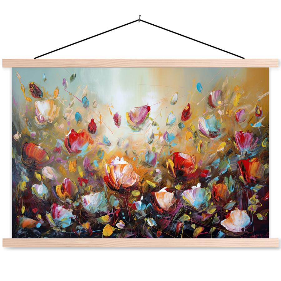 POSTER MIT MAGNETLEISTEN Blumen - Kunst - Natur - Ölgemälde Wandbilder 60x40 cm - Multicolor, Textil (60/40/0.15cm) - MuchoWow