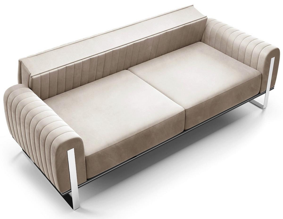 SOFA Parissa 228 cm - Ecru/Silberfarben, Textil/Metall (228/79/92cm) - Selsey