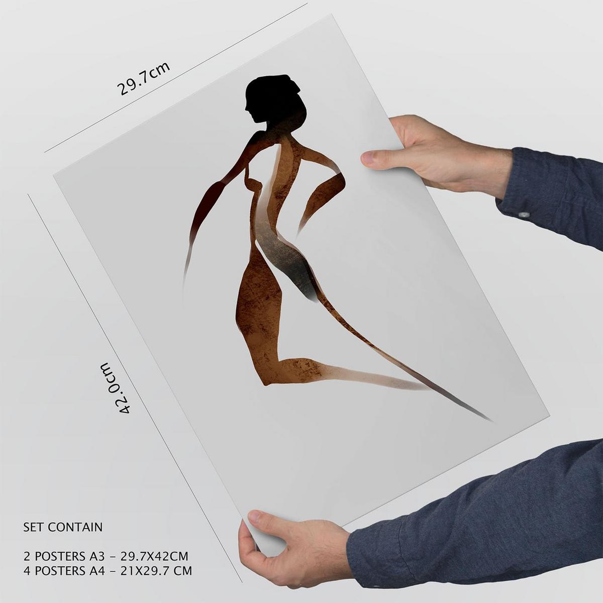 POSTER Set Mit 6 Körpertugend 2 In Liebhaber Abstrakt Ästhetische Dekorative Gemälde Für Ihr Wohnzimmer, Schlafzimmer, Zuhause A3 & A4 Rahmenlos - Klar, Papier (29/3cm) - Nacnic