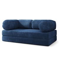 BETTSOFA ALVIO aus Schaumstoff Kordstoff Blau Schlaffunktion - Blau, Textil (170/68/80cm) - MASSENO