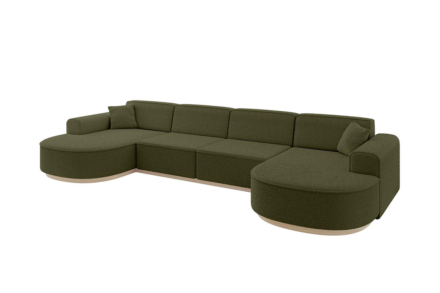WOHNLANDSCHAFT MARI-U2-v1 - 388x171x83 cm Grün Bouclé - Grün, Holzwerkstoff/Textil (388/83/171cm) - ALTDECOR