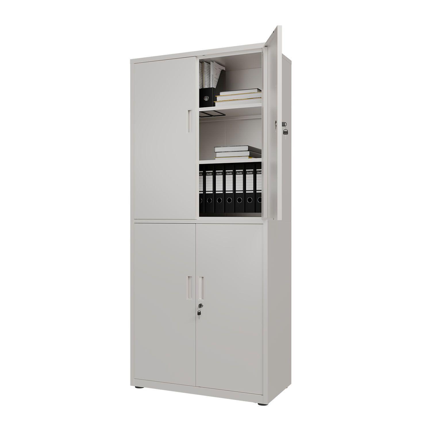 METALLSCHRANK 180/80/40 cm weiß abschließbar - Weiß, Metall (80/180/40cm) - Juskys