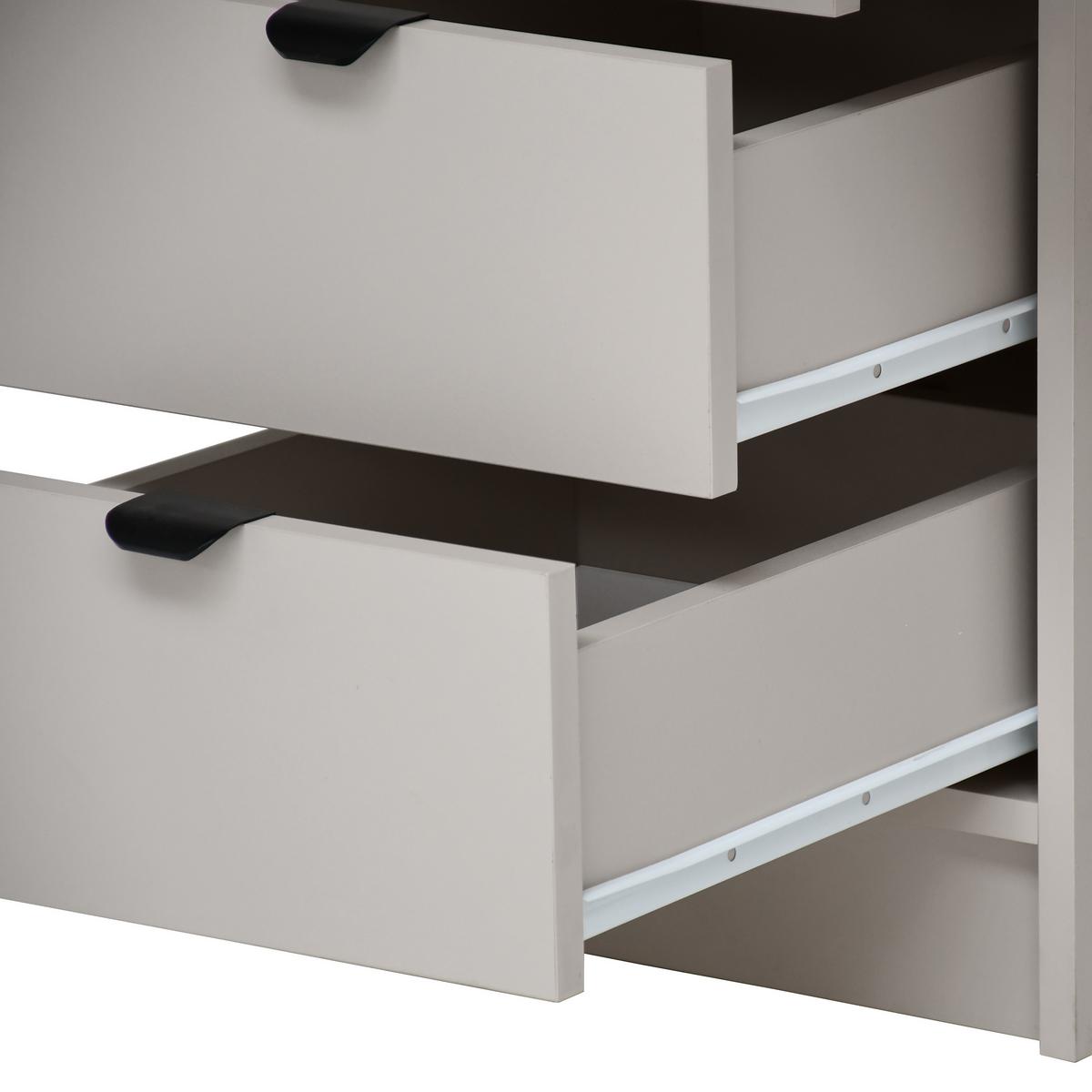 SCHREIBTISCH Malta mit 5 Schubladen, mit Griffen, Kaschmir - Kaschmir/Schwarz, Holzwerkstoff/Metall (57/120/75.5cm) - Beautysofa