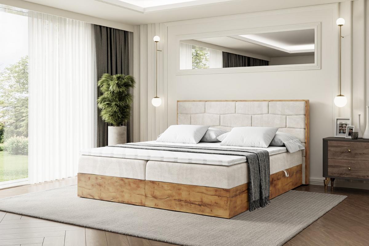 BOXBETT mit Matratze H4 und Lattenrost - LOLLI8 - 140x200 - Beige - Braun, Holzwerkstoff/Kunststoff (140/200cm) - ALTDECOR