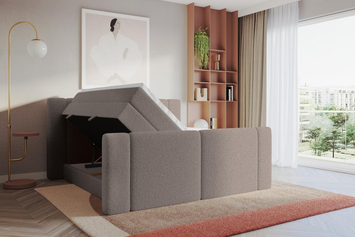 BOXSPRINGBETT mit Matratze H3/H4 - EVON KING Zanozek - 180x200 cm Braun - Braun, Holzwerkstoff (180/200cm) - ALTDECOR